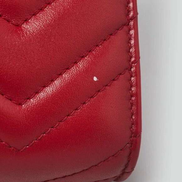 Gucci Red Quilted Leather GG Marmont 2.0 Chain Wallet Clutch Bag - Picture 10 of 12